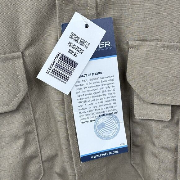 Propper® Men Tactical XL Shirt Long Sleeve Police Milt Work Uniform Button Up XL - Picture 5 of 8